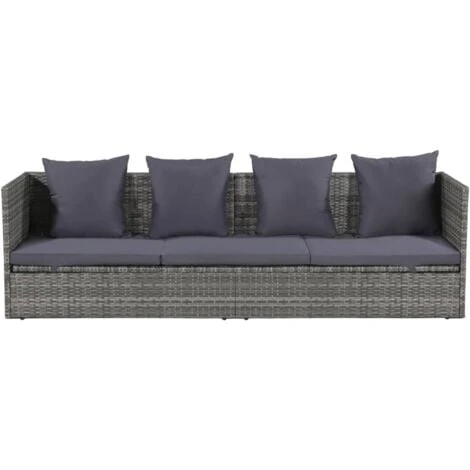 Lettino Da Giardino Grigio 200x60 Cm In Polyrattan VidaXL 4 Lettino Da Giardino Grigio 200x60 Cm In Polyrattan VidaXL - immagine 2