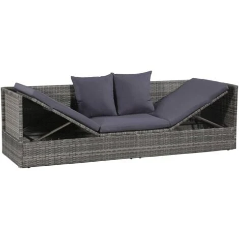Lettino Da Giardino Grigio 200x60 Cm In Polyrattan VidaXL 6 Lettino Da Giardino Grigio 200x60 Cm In Polyrattan VidaXL - immagine 4