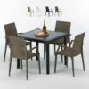Tavolino Quadrato Nero 90x90 Cm Con 4 Sedie Colorate Bistrot Arm Passion Colore: Marrone -Giardino di Lusso 10708590 1