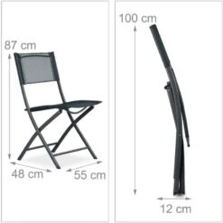 Relaxdays Set 2 Sedie Pieghevoli Da Balcone Metallo Plastica Seduta Da Giardino HxLxP: 87 X 55 X 48 Cm, Antracite -Giardino di Lusso 10720507 4