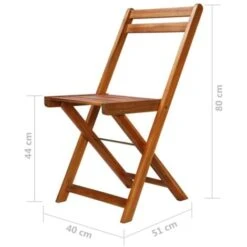Set Da Bistrot 3 Pz Pieghevole In Legno Massello Di Acacia VidaXL -Giardino di Lusso 11121671 3