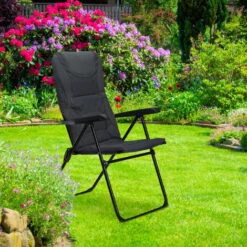 Relaxdays Sedia Da Campeggio Imbottita COMFORT, Poltrona Da Esterno Regolabile Pieghevole HxLxP 107 X 60 X 68 Cm, Grigio -Giardino di Lusso 11178239 5