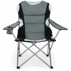 Sedia Pieghevole Campeggio Imbottita Con Borsa Camping Spiaggia Esterno Grigio -Giardino di Lusso 11308506 3