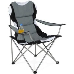 Sedia Pieghevole Campeggio Imbottita Con Borsa Camping Spiaggia Esterno Grigio -Giardino di Lusso 11308506 4