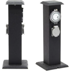 Colonna Multipresa Da Giardino Con 2 Prese In Metallo Timer Palo Presa Multipla Esterno