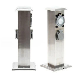 Colonna Multipresa Da Giardino Con 2 Prese In Acciaio Timer Palo Presa Multipla Esterno