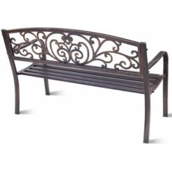 Panca Da Giardino Panchina Da Esterno Con Schienale E Braccioli 126 X 60 X 85 Cm -Giardino di Lusso 11536845 3