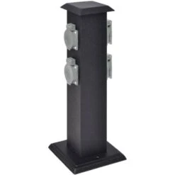 Presa Elettrica Da Giardino Con Pilastro Nero VidaXL
