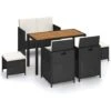 Set Da Pranzo Da Giardino 6 Pz In Polyrattan E Acacia Nero VidaXL -Giardino di Lusso 11942347 1