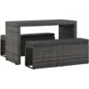 Set Da Pranzo Per Esterni 3 Pz Con Cuscini In Polyrattan Grigio VidaXL -Giardino di Lusso 11942363 1