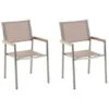 Set Di 2 Sedie Da Giardino In Tessuto Beige E Gambe In Acciaio Inox Grosseto -Giardino di Lusso 12161974 1