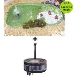 Set Laghetto Per Tartarughe E Giardino Ninja Da 210 Lt + Pompa Con Filtro Ecopond 2.0 Laghetto Magic