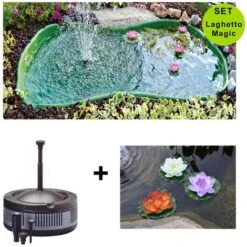 Set Laghetto Per Giardino Da 610 Lt + Pompa Filtro Ecopond 2 + 3 Ninfee Decorative Laghetto Magic