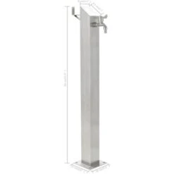 Fontanella A Colonna In Acciaio Inossidabile Quadrata 95 Cm VidaXL -Giardino di Lusso 12222294 3