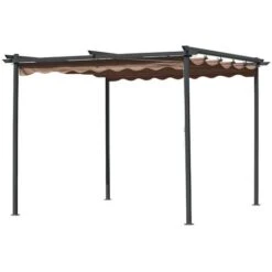 Pergola Mt.3x3 Gazebo Acciaio Con Telo Retrattile Scorrevole Giardino - Gdr