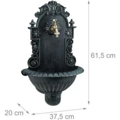 Relaxdays Fontana Da Parete, Giardino, Terrazza, Sospesa, Stile Antico, Rubinetto, Vaschetta, HLP 62 X 38 X 20 Cm, Verde -Giardino di Lusso 12288274 4