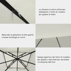 Tetto Di Ricambio Per Gazebo Da Giardino Copertura Di Ricambio Gazebo 3 X 3 M (Beige) -Giardino di Lusso 12614227 4