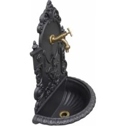 Fontana A Muro Mod.Granada Grigio Ghisa Per Casa Giardino+ Rubinetto Cod.303B In Ottone Brunito E Sifone -Giardino di Lusso 12886337 2