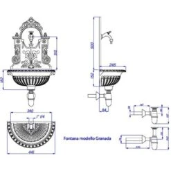 Fontana A Muro Mod.Granada Grigio Ghisa Per Casa Giardino+ Rubinetto Cod.303B In Ottone Brunito E Sifone -Giardino di Lusso 12886337 4