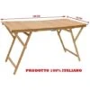 Tavolo Tavolino Pieghevole Richiudibile In Legno Naturale 70x140x72H Cm Campeggio