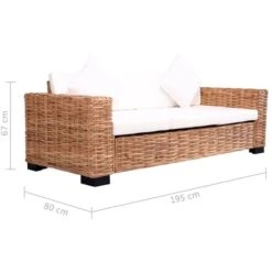 Divano Da Giardino A 3 Posti In Rattan Naturale VidaXL -Giardino di Lusso 12981088 3