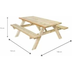 Tavolo Panche Pieghevole 200 Legno Trattato Gardiun 154x198x74 Cm 42 Mm 6-8 Persone -Giardino di Lusso 13160560 3