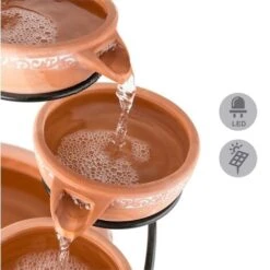 Blumfeldt Empoli Fontana A Cascata Terracotta 5 Livelli 200 L/h Solare 2W LED -Giardino di Lusso 13295475 3