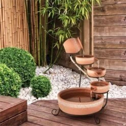 Blumfeldt Empoli Fontana A Cascata Terracotta 5 Livelli 200 L/h Solare 2W LED -Giardino di Lusso 13295475 5