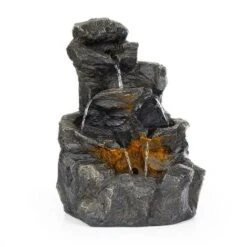Blumfeldt Rocky Waters Fontana Da Giardino 2,5 W Illuminazione A LED In Poliresina Antracite