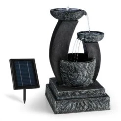 Blumfeldt Fantaghiro Fontana Decorativa Da Giardino LED Solare 3W Poliresina Roccia