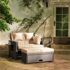 Blumfeldt Komfortzone Divano Lounge In Rattan Sintetico Due Posti Tavolo Pieghevole -Giardino di Lusso 13784442 3