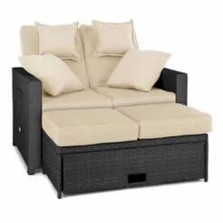 Blumfeldt Komfortzone Divano Lounge In Rattan Sintetico Due Posti Tavolo Pieghevole -Giardino di Lusso 13784442 4