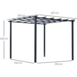 Outsunny Pergolato Da Giardino Struttura In Metallo Nero 300 X 300 X 230 Cm -Giardino di Lusso 14344610 3