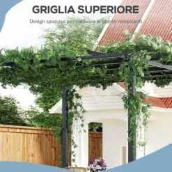 Outsunny Pergolato Da Giardino Struttura In Metallo Nero 300 X 300 X 230 Cm -Giardino di Lusso 14344610 5