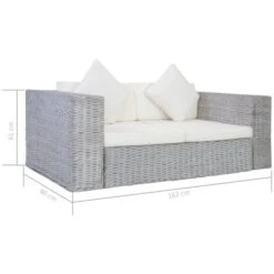 Divano A 2 Posti Con Cuscini Grigio In Rattan Naturale VidaXL -Giardino di Lusso 14372415 3