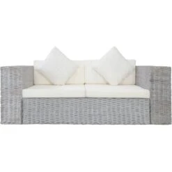 Divano A 2 Posti Con Cuscini Grigio In Rattan Naturale VidaXL -Giardino di Lusso 14372415 4