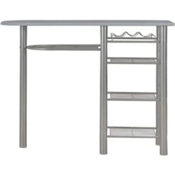 Set Da Bar 3 Pz Con Mensole In Legno E Acciaio Grigio VidaXL -Giardino di Lusso 15729017 4
