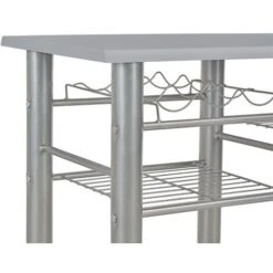 Set Da Bar 3 Pz Con Mensole In Legno E Acciaio Grigio VidaXL -Giardino di Lusso 15729017 5