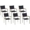 Set Di 6 Sedie Da Giardino In Simil Rattan Nero E Gambe In Acciaio Inox Grosseto -Giardino di Lusso 16230235 1
