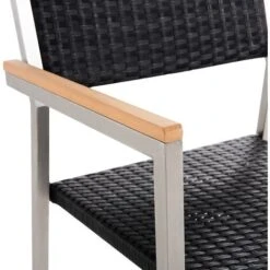 Set Di 6 Sedie Da Giardino In Simil Rattan Nero E Gambe In Acciaio Inox Grosseto -Giardino di Lusso 16230235 4