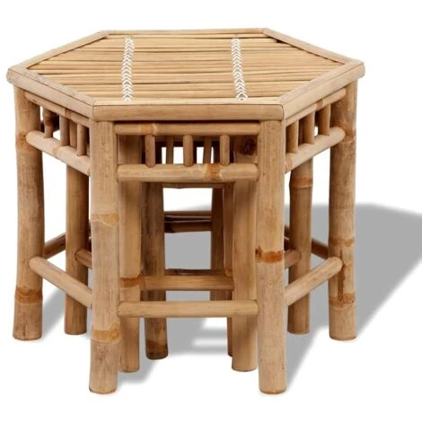 Sgabelli Da Giardino 3 Pz In Bambù VidaXL 4 Sgabelli Da Giardino 3 Pz In Bambù VidaXL - immagine 2