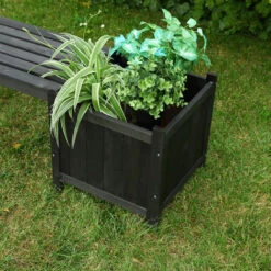 Mucola Panchina Da Giardino Panca In Legno Nero 2in1 Fioriera 2 Vasi Da Fiori Sedile In Legno -Giardino di Lusso 16997664 3