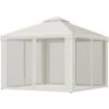 Outsunny Gazebo Da Giardino Con Paletti E Corde Doppio Tetto Zanzariera Pareti Laterali Beige 295 X 295 X 263 Cm -Giardino di Lusso 17718686 1