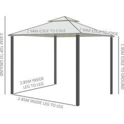 Outsunny Gazebo Da Giardino Con Paletti E Corde Doppio Tetto Zanzariera Pareti Laterali Beige 295 X 295 X 263 Cm -Giardino di Lusso 17718686 3