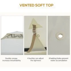 Outsunny Gazebo Da Giardino Con Paletti E Corde Doppio Tetto Zanzariera Pareti Laterali Beige 295 X 295 X 263 Cm -Giardino di Lusso 17718686 5