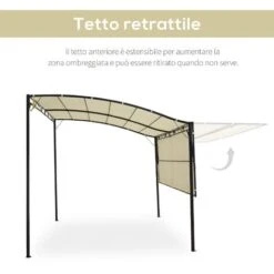 Outsunny Pergola Da Giardino In Acciaio Con Copertura In Tessuto Beige 300x250cm -Giardino di Lusso 17718690 4