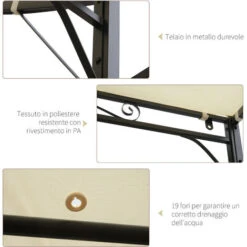 Outsunny Pergola Da Giardino In Acciaio Con Copertura In Tessuto Beige 300x250cm -Giardino di Lusso 17718690 5