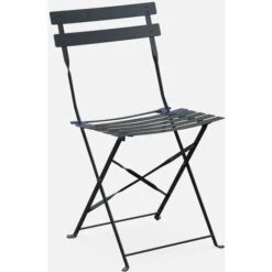 Set Da Giardino, Bar Bistro, Pieghevole - Modello: Emilia, Rotondo, Colore: Grigio Antracite - Tavolo ø60cm, Con Due Sedie Pieghevoli, Acciaio Termolaccato -Giardino di Lusso 17811396 4