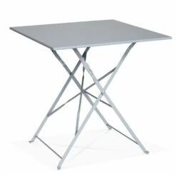 Set Da Giardino, Bar Bistrò, Pieghevole - Modello: Emilia, Quadrato, Colore: Grigio Bruno - Tavolo Quadrato, Dimensioni: 70x70cm, Con Due Sedie Pieghevoli, Acciaio Termolaccato, Sedie Con Lame Curve -Giardino di Lusso 17811411 5