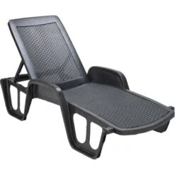 Lettino Prendisole, Sdraio Da Giardino Regolabile Con Braccioli, Lettino Da Esterno, 100 % Made In Italy, Cm 192x71h100, Antracite